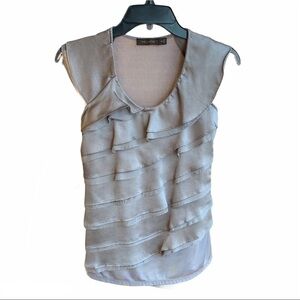 The Limited Gunmetal Shimmering Ruffle Sleeveless Blouse